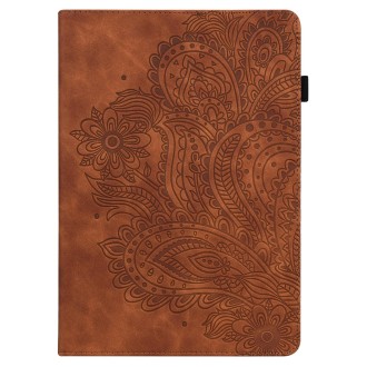 For Amazon Kindle Parperwhite 6 2022 Peacock Embossed Pattern Leather Tablet Case(Brown)