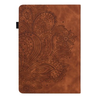 For Amazon Kindle Parperwhite 6 2022 Peacock Embossed Pattern Leather Tablet Case(Brown)