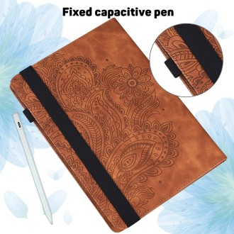 For Amazon Kindle Parperwhite 6 2022 Peacock Embossed Pattern Leather Tablet Case(Brown)