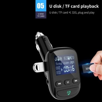 BT06 1.4 inch Car MP3 Player FM Transmitter QC3.0 Quick Charge Support Bluetooth Handsfree / TF Card