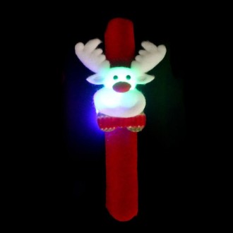 Santa Style Flash Light Merry Christmas Slap Pat Circle Wristband(Flannel Light Deer)