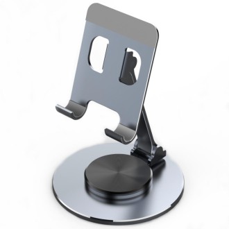 019 360 Degree Rotation Aluminum Alloy Desktop Phone Tablet Holder(Gray)