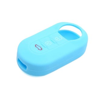 For Fiat 500 2pcs Folding 3 Button Remote Control Silicone Case(Luminous Blue)