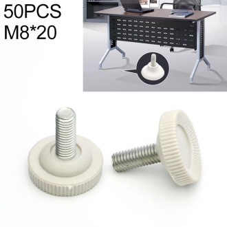 50 PCS Adjustable Foot Pad Furniture Screw Support Stub, M8x20 (White)