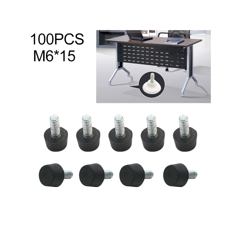 100 PCS Adjustable Foot Pad Furniture Screw Support Stub, M6x15