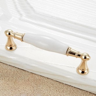 5027-128 Gold Imitated Zinc Alloy Ceramic Handle for Cabinet Wardrobe Drawer Door, Hole Spacing: 128mm