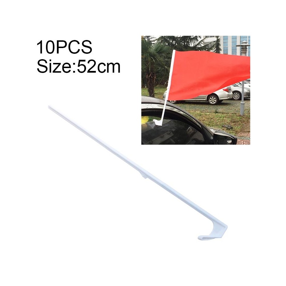 10 PCS 52cm Clip-type Car Window Plastic Flagpole, No Flag