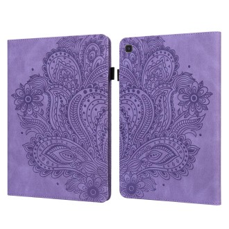 For Samsung Galaxy Tab S5e Peacock Embossed Pattern Leather Tablet Case(Purple)