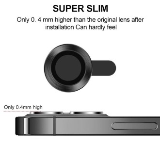 For iPhone 12 mini CD Texture Metal Lens Tempered Film(Black)