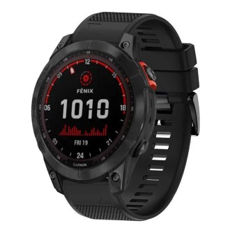 For Garmin Fenix 7X 26mm Quick Release Silicone Watch Band(Black)