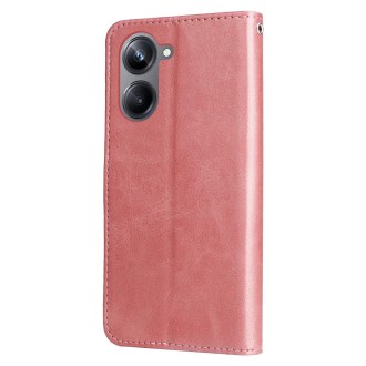 For Realme 10 Pro 5G Calf Texture Zipper Leather Phone Case(Rose Gold)