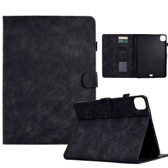 For iPad Pro 11 / Air 4 10.9 2020 / Air 5 10.9 Fortune Tree Pressure Flower PU Tablet Case with Wake-up / Sleep Function(Black)