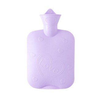 006 1000ml Thickened Explosion-proof Heart Embossed Water Injection Hot Water Bag(C Model Purple)