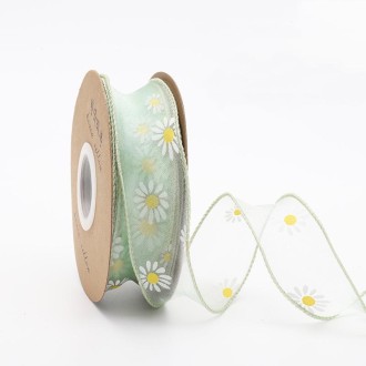 Small Daisy Mermaid Ribbon Flower Bouquet Handwriting Snow Yarn Ribbon(Mint Green)