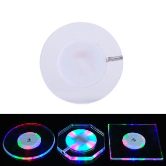 100x10mm Round USB Charging LED Light Up Acrylic Coaster Transparent Crystal Base(Colorful Light)