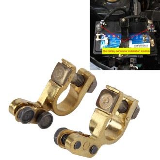 2 PCS Brass Positive and Nagative Car Battery Connectors Terminals Clamps Clips, Inner Diameter: 1.7cm