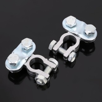 2 PCS Positive and Negative Car U Shape Metal Battery Connectors Terminals Clamps Clips, S Size, Inner Diameter: 12mm