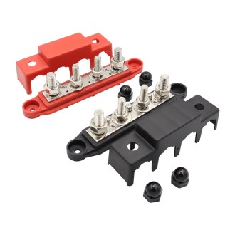 CP-4018 M10+M8 Power Distribution Block Terminal Studs Set with Terminals(Black + Red)