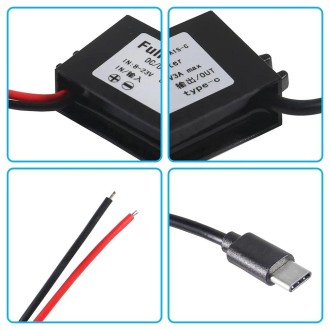 12V to 5V 3A Car Power Converter DC Module Voltage Regulator, Style:USB+Micro USB