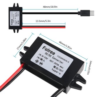 12V to 5V 3A Car Power Converter DC Module Voltage Regulator, Style:USB+Micro USB