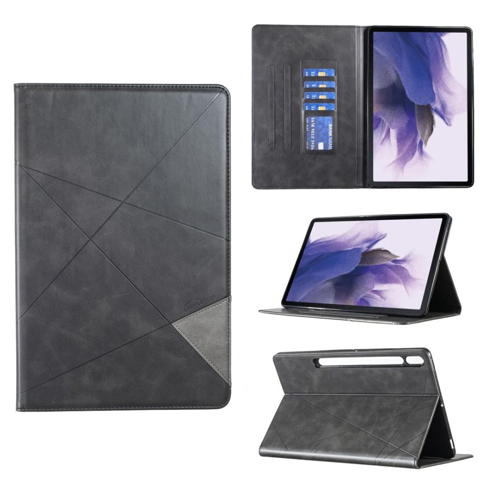 For Samsung Galaxy Tab S7 FE/Tab S7+/Tab S8+ Prismatic Leather Tablet Case(Black)