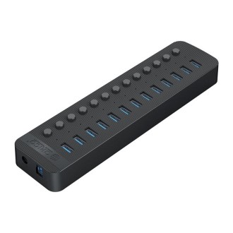 ORICO CT2U3-13AB Plastic Stripes 13 Ports USB 3.0 HUB with Individual Switches, Plug:UK Plug(Black)