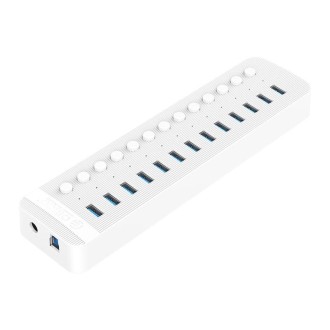 ORICO CT2U3-13AB Plastic Stripes 13 Ports USB 3.0 HUB with Individual Switches, Plug:AU Plug(White)