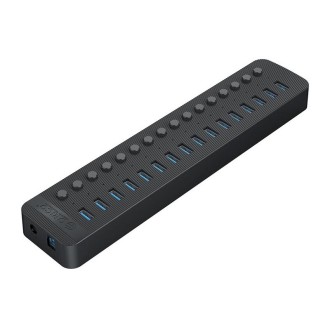 ORICO CT2U3-16AB Plastic Stripes 16 Ports USB 3.0 HUB with Individual Switches, Plug:AU Plug(Black)