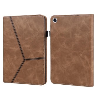 For Lenovo Tab M10 HD Gen 2 Solid Color Embossed Striped Leather Case(Brown)