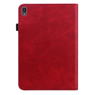 For Lenovo Tab P11 2020 11 inch Solid Color Embossed Striped Leather Case(Red)