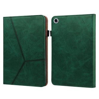 For Lenovo Tab M10 HD Gen 2 Solid Color Embossed Striped Leather Case(Green)