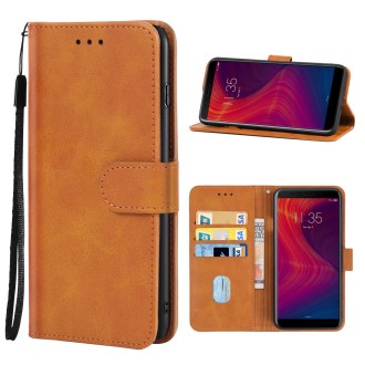 Leather Phone Case For Lenovo K5 Play(Brown)