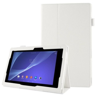 Litchi Texture Leather Case with Holder for Sony Xperia Tablet Z2 10.1(White)