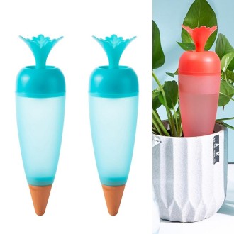 2 PCS Carrot-shaped Automatic Flower Watering Device Seepager(Blue)