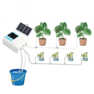 G89456 Solar Intelligent Voice Timing Automatic Flower Watering Device Lazy Plant Dripper, Specification: Double Pump 20 Sets Dr