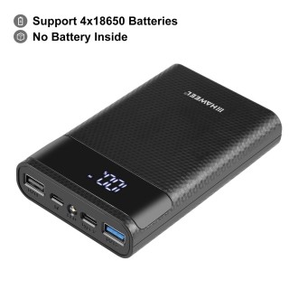 HAWEEL DIY 4x 18650 Battery (Not Included) 12000mAh Dual-way QC Charger Power Bank Shell Box with 2x USB Output & Display,  Supp