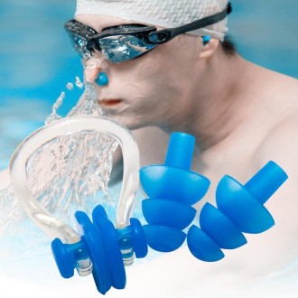 Earplugs Nose Clip Silicone Set Swimming Waterproof Equipment(Black)