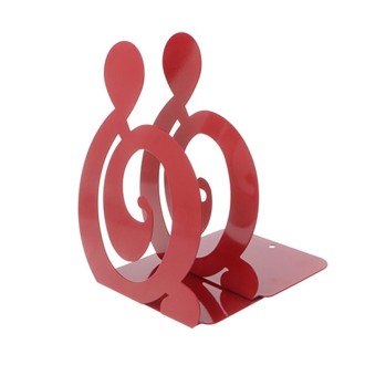 2 PCS Musical Note Metal Bookends Iron Support Holder Desk Stands For Books(Red Treble)