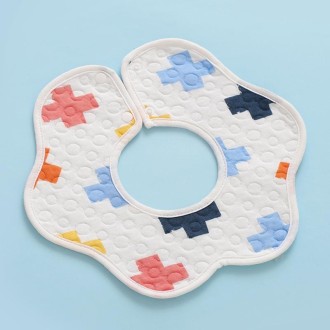 2 PCS Thin Cotton Gauze Waterproof Soft 360 Degree Rotating Baby Bib(Cross)