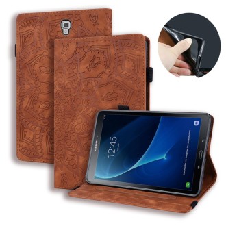 For Galaxy Tab A 10.5 T590 / T595 Calf Pattern Double Folding Design Embossed Leather Case with Holder & Card Slots & Pen Slot &