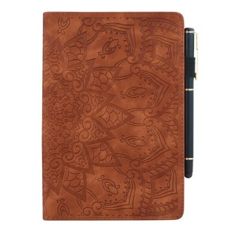 For Galaxy Tab A 10.5 T590 / T595 Calf Pattern Double Folding Design Embossed Leather Case with Holder & Card Slots & Pen Slot &