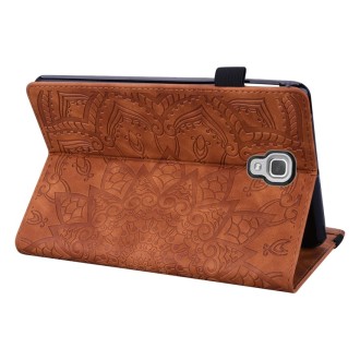 For Galaxy Tab A 10.5 T590 / T595 Calf Pattern Double Folding Design Embossed Leather Case with Holder & Card Slots & Pen Slot &