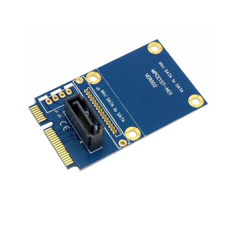 MINI SATA to 7 Pin SATA Mini PCI-E HDD Hard Disk Drive Expansion Adapter Card (Blue)