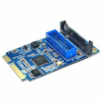 MINI PCI-E to USB 3.0 Front 19 Pin Desktop PC Expansion Card (Blue)