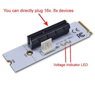 NGFF M.2 Key M to PCI-E 1X / 4X / 8X / 16X Graphics Card Mining Slot Adapter Riser Converter Card with LED