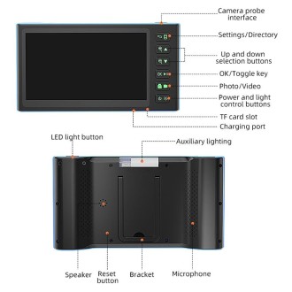 T23 7.9mm Dual Lenses 7 inch Screen Industrial Endoscope, Spec:5m Tube