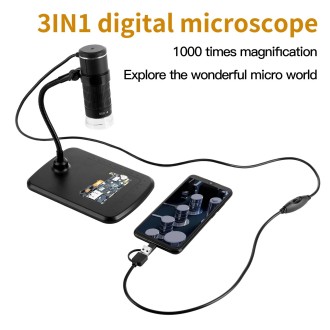 AN104 1000X 3 in 1 Digital Microscope with Helical Tube Bracket