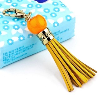 LS02 Cowhide Tassel Keychain Car Hanging Bag Pendant (Yellow)