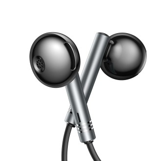 JOYROOM JR-EW06 3.5mm Wire-controlled Metal Half In-ear Gaming Earphone with Microphone (Silver)