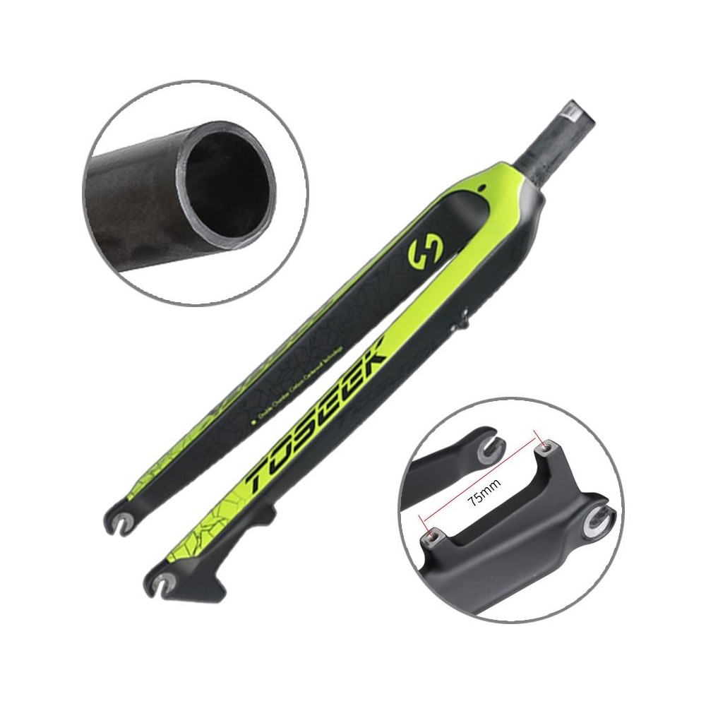 TOSEEK Ultra Light 29 Inch 435mm Mountain Bike Full Carbon Front Fork Straight Head Tube Disc Brake(Green)